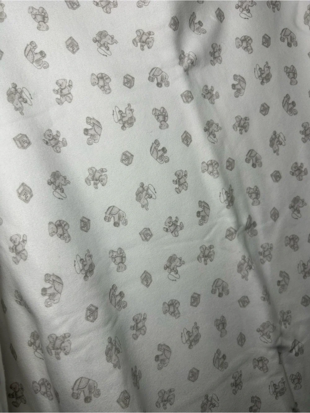 Ralph Lauren Heather Gray & White Baby Blanket with Teddy Print